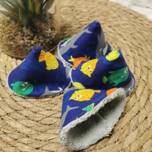 Lot de tipis à pipi bébé faits main avec motif poissons colorés, protection anti-projection douce et absorbante