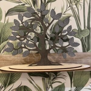 Arbre de vie noir décoratif sur pied, création artisanale française faite main