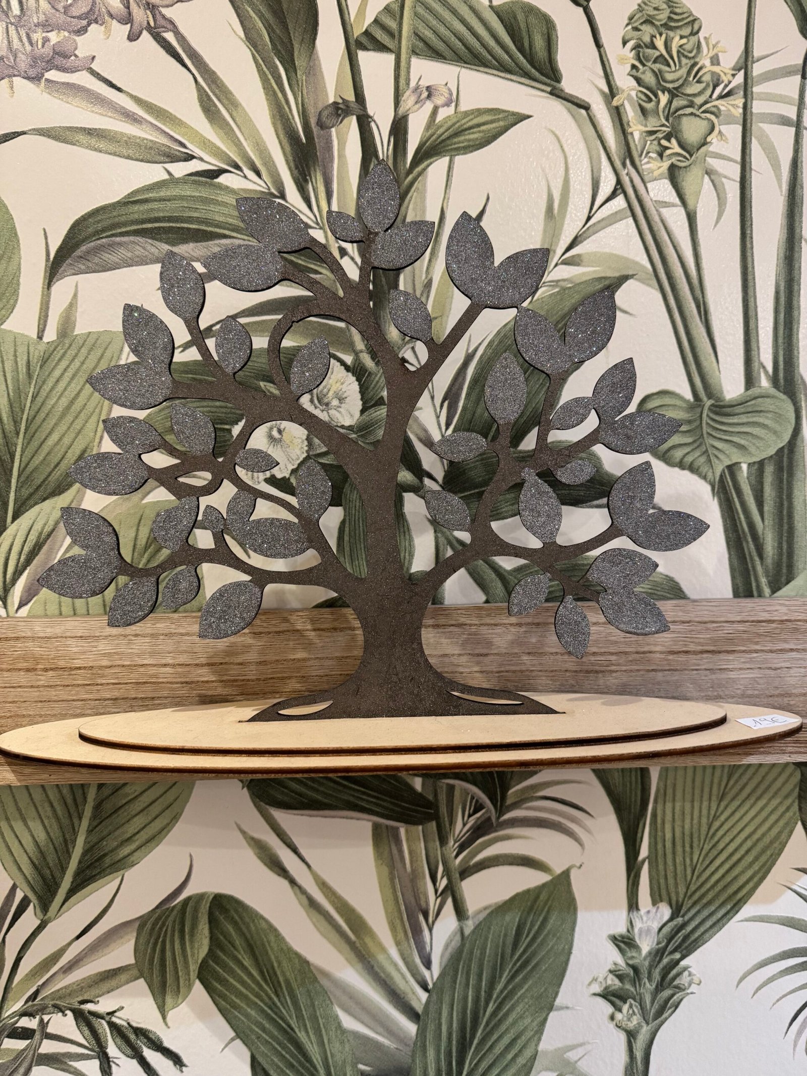 Arbre de vie noir décoratif sur pied, création artisanale française faite main