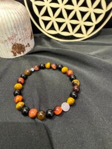 Bracelet en pierres naturelles Force intérieure – Œil de tigre, Jaspe rouge et Obsidienne