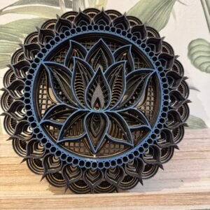Petit mandala lotus 3D décoratif fait main, création artisanale française