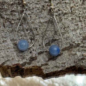 Boucles d’oreilles argenté aventurine bleu faites main