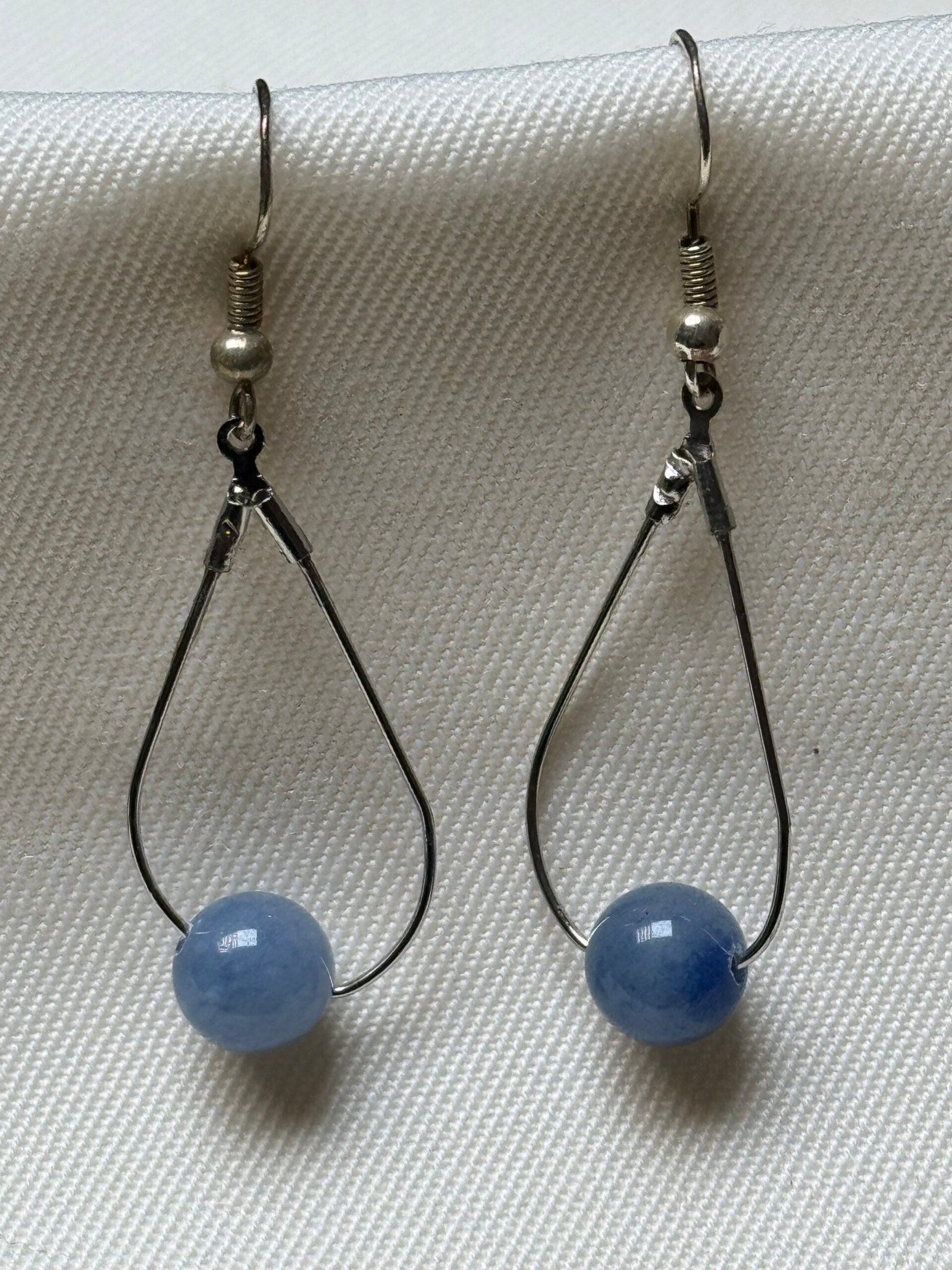 Boucles d’oreilles argenté aventurine bleu faites main