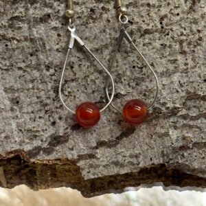 Boucles d’oreilles argenté cornaline faites main