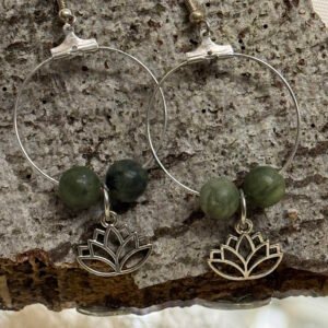 Boucles d’oreilles argenté jade néphrite faites main