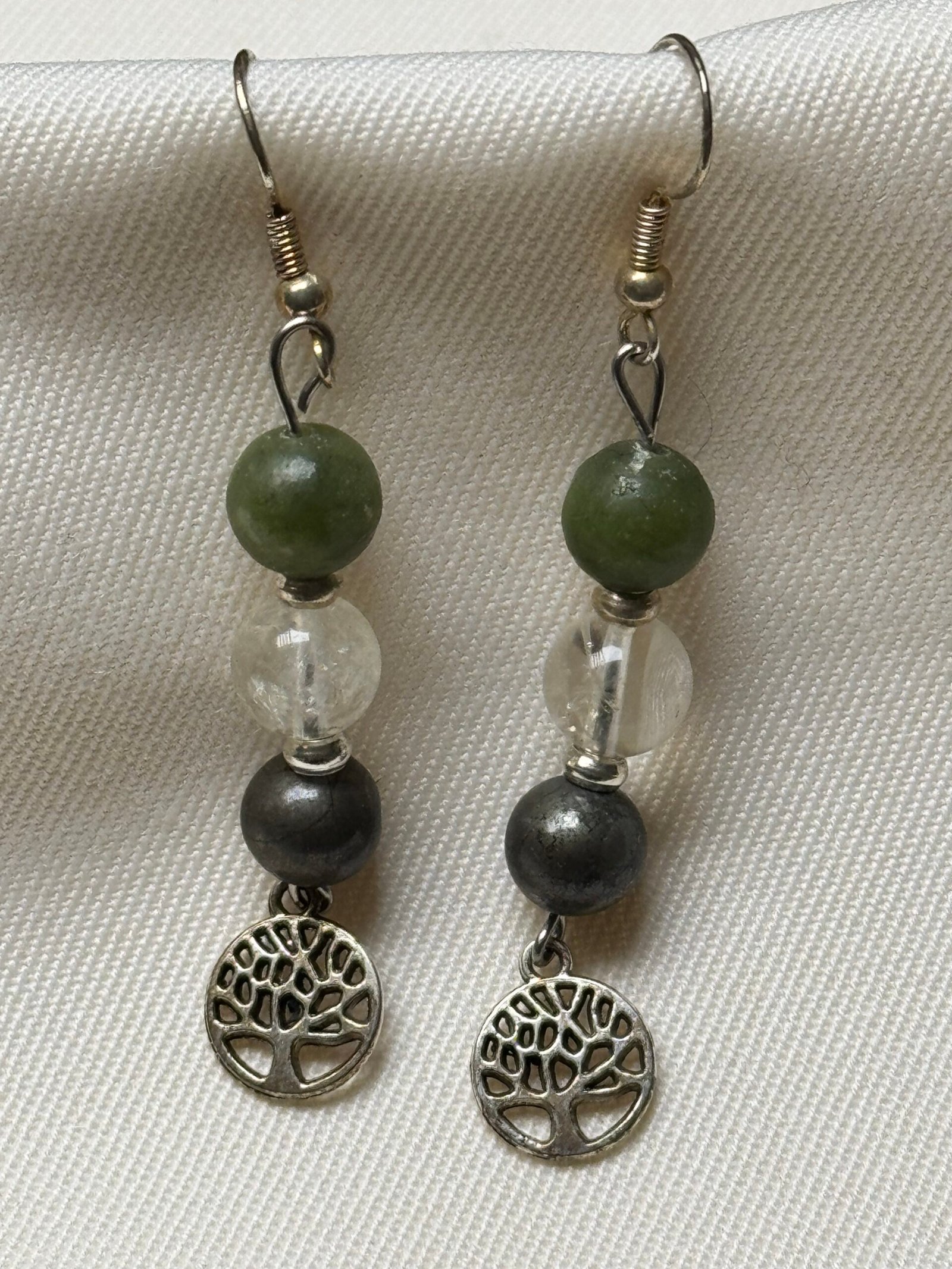 Boucles d’oreilles jade néphrite abondance faites main